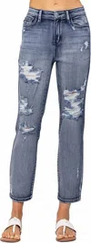 Judy Blue High Waist Ankle Boyfriend Jeans In Medium Wash