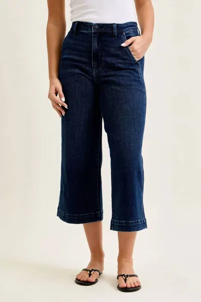 Judy Blue High Waist Ankle Wide Jeans In Dark Wash In Blue