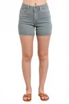 Judy Blue High Waist Back Pocket Embroidery Denim Short In Stone Blue In Gray
