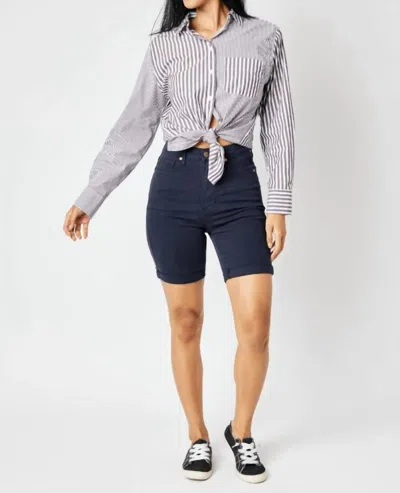 Judy Blue High Waist Bermuda Shorts In Navy In Blue