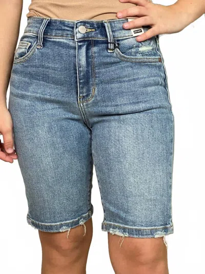 Judy Blue High Waist Bermuda Shorts In Vintage Wash In Blue