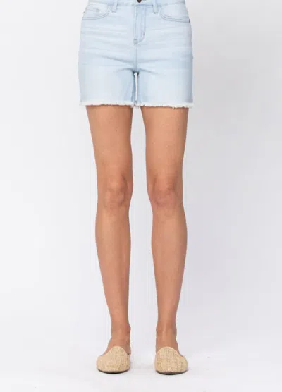 Judy Blue High Waist Bleach Cut Off Shorts In Light Wash In Blue