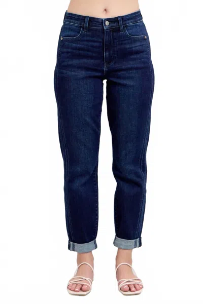 Judy Blue High Waist Boyfriend Jeans In Dark Wash In Blue