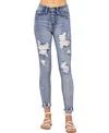 Judy Blue High-waist Button Fly Bleach Splash Destroyed Skinny Jean In Light Blue In Blue