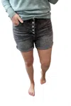 Judy Blue High Waist Button Fly Cuffed Shorts In Grey In Grey