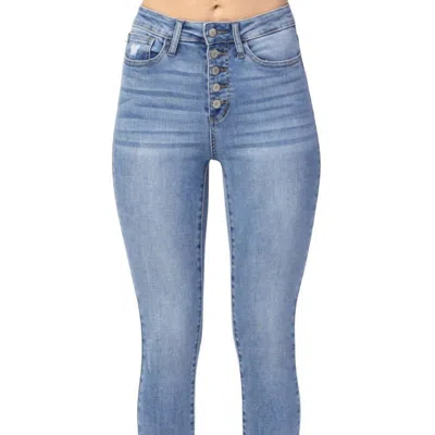 Judy Blue High Waist Button Fly Skinny Jean In Blue