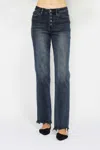 Judy Blue High Waist Button Fly Straight Denim Jeans In Blue In Blue
