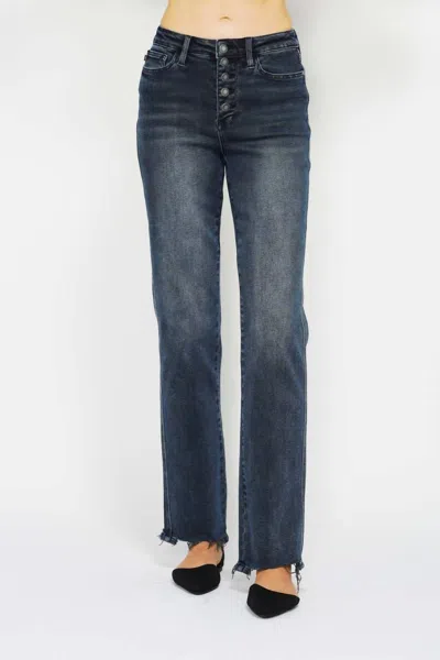 Judy Blue High Waist Button Fly Straight Denim Jeans In Blue