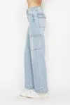 JUDY BLUE HIGH WAIST CARGO WIDE JEANS IN BLUE