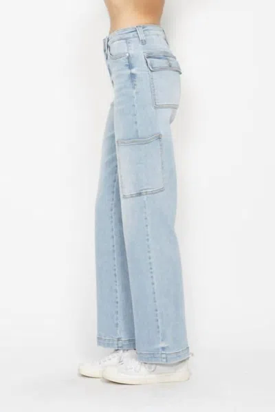 Judy Blue High Waist Cargo Wide Jeans In Blue