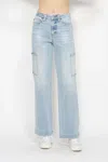 JUDY BLUE HIGH WAIST CARGO WIDE LEG JEAN IN LIGHT WASH
