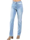 JUDY BLUE HIGH WAIST CONTRAST WASH THERMAL STRAIGHT JEANS IN WASHED BLUE