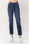 Judy Blue High Waist Sustainable Cool Denim Cuffed Boyfriend Jeans In Blue In Blue