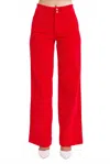 Judy Blue High Waist Corduroy Trouser Wide Leg Denim Jeans In Ruby Red In Red