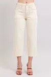 Judy Blue High Waist Crop Wide Jeans In Ecru In White