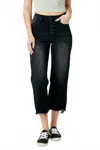 Judy Blue High Waist Crop Wide Leg Jeans In Black In Black