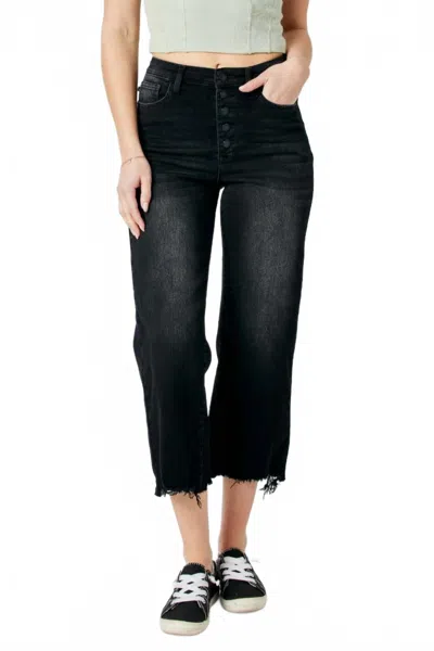 Judy Blue High Waist Crop Wide Leg Jeans In Black