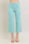 Judy Blue High Waist Crop Wide Leg Jeans In Light Blue Sky In Blue