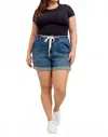 Judy Blue High Waist Cuff Jogger Shorts - Plus In Blue In Blue