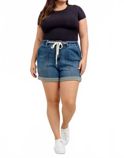 Judy Blue High Waist Cuff Jogger Shorts - Plus In Blue