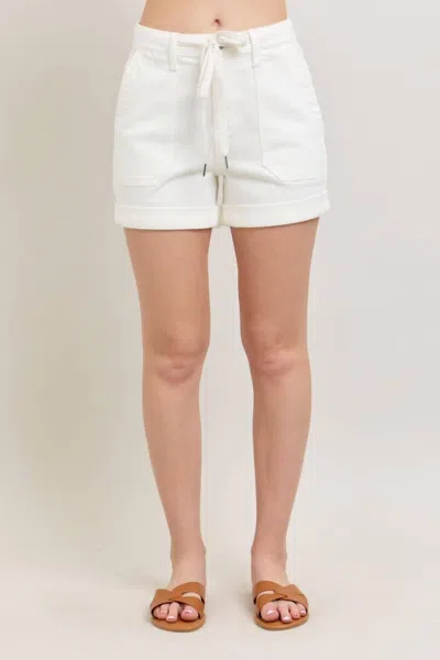 Judy Blue High Waist Cuffed Jogger Denim Short In White