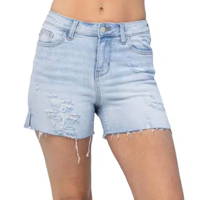 Judy Blue High Waist Cutoff Shorts In Light Wash In Blue