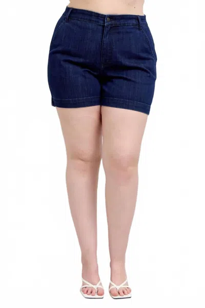 Judy Blue High Waist Trouser Denim Short In Dark Wash In Blue