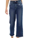 JUDY BLUE HIGH WAIST DESTROYED POCKET WIDE JEANS IN DENIM
