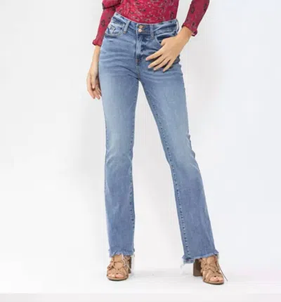 Judy Blue High Waist Double Button Bootcut Jean In Medium Blue