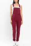 Judy Blue Double Cuff Boyfriend Overall Jumpsuit In Maroon In Multi