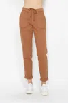 Judy Blue Harper Relaxed Fit High Waist Cuffed Jogger In Camel In Brown