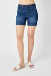 Judy Blue High Waist Double Button Waistband Denim Short In Blue In Blue