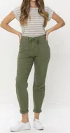 Judy Blue High Waist Elastic Wb Zipper Fly W/ Double Cuff Joggers In Green In Green