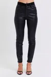 Judy Blue High Waist Faux Leather Skinny Jeans In Black In Black