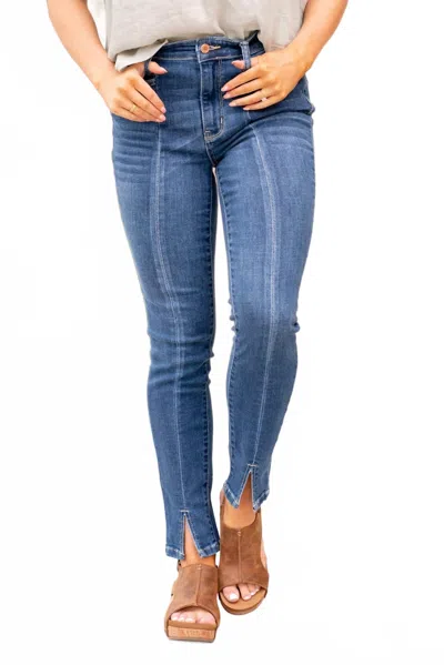 Judy Blue High Waist Front Seam Detail Slit Skinny Jean In Blue