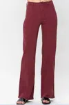 Judy Blue High Waist Front Seam Garment Dyed Jean In Burgundy