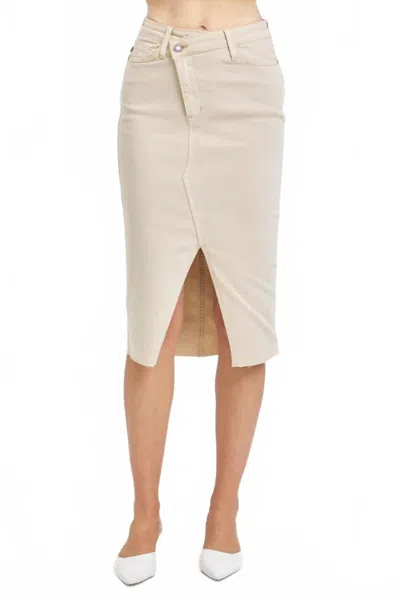 JUDY BLUE HIGH WAIST FRONT SLIT DENIM SKIRT IN BEIGE