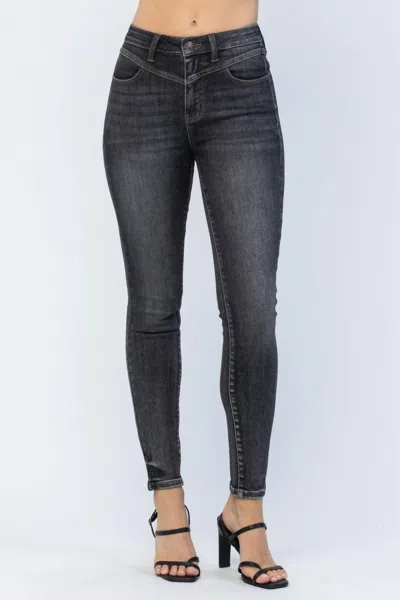Judy Blue High Waist Front Yoke Skinny Jeans In Black Wash