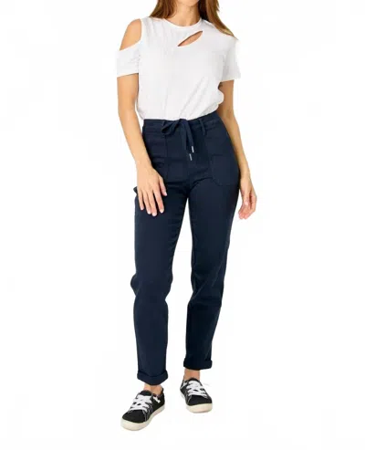 Judy Blue High Waist Garment Cuffed Jogger Jeans In Dyed Navy In White