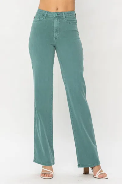 Judy Blue High Waist Garment Dyed 90s Straight Denim Jeans In Sea Green In Multi