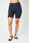 Judy Blue High Waist Garment Dyed Bermuda Shorts In Navy In Blue