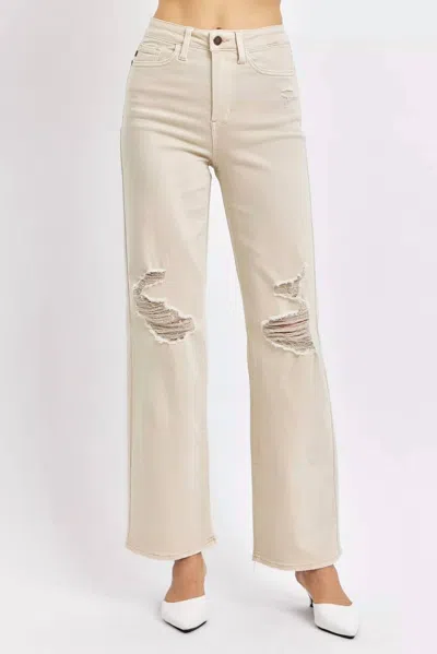 JUDY BLUE HIGH WAIST GARMENT DYED JEANS IN BONE