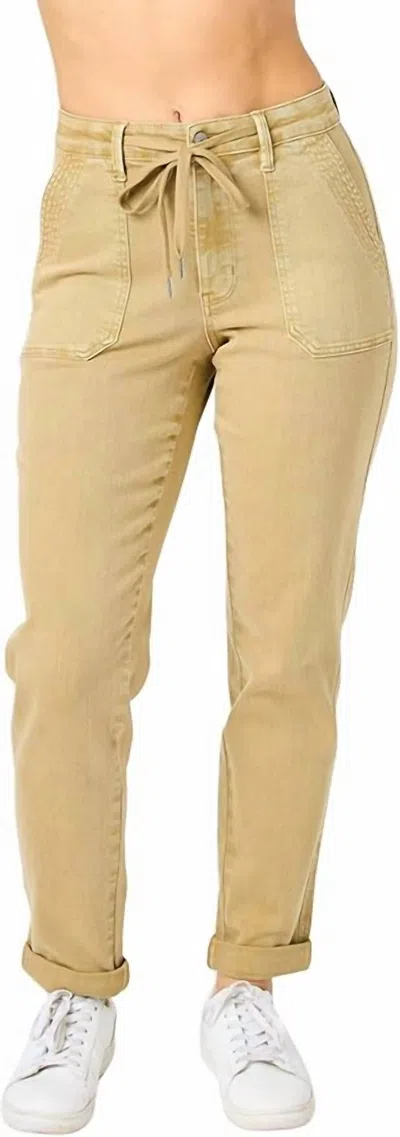 JUDY BLUE HIGH WAIST GARMENT DYED JOGGER IN KHAKI