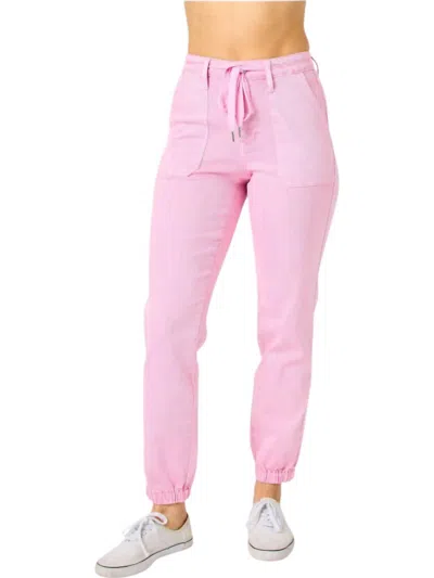 JUDY BLUE HIGH WAIST GARMENT DYED JOGGER IN PINK