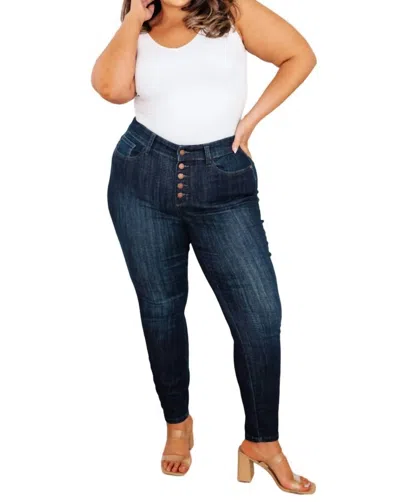 Judy Blue High Waist Hand Sanded Resin Skinny Jeans In Indigo In Multi