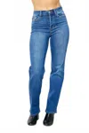 Judy Blue High Waist Hidden Button Fly Dad Jeans In Denim In Blue