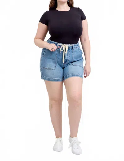 Judy Blue High Waist Jogger Shorts - Plus In Vintage Wash In Blue