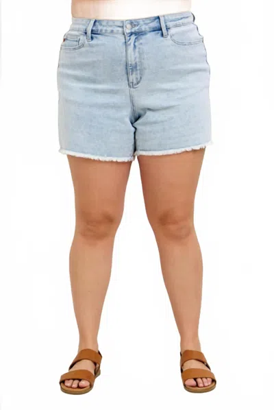 Judy Blue High Waist Mineral Wash Cut-off Shorts - Plus In Light Stone Wash In Blue