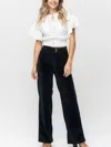 Judy Blue High Waist Overdyed Corduroy Trouser In Emerald In Gold