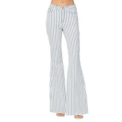 Judy Blue High Waist Pin Striped Super Flare Jeans In White